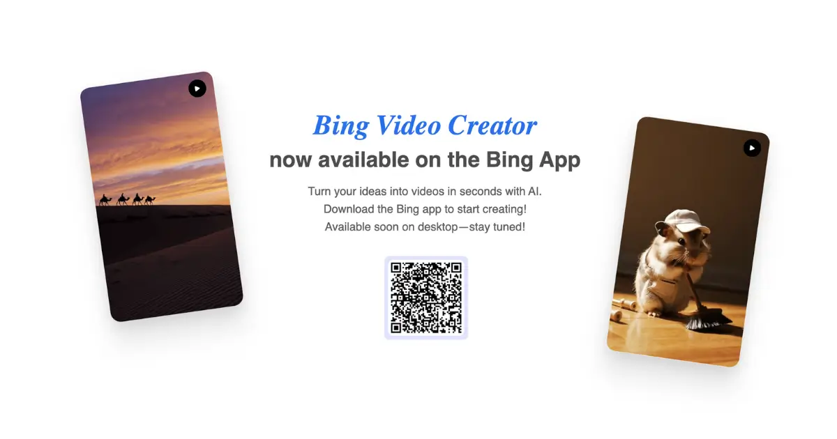 Screenshot der Bing Video Creator Benutzeroberfläche auf bing.com