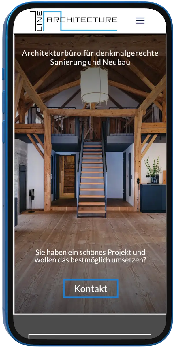 Mobile Ansicht der Portfolioseite von 1 Line Architecture