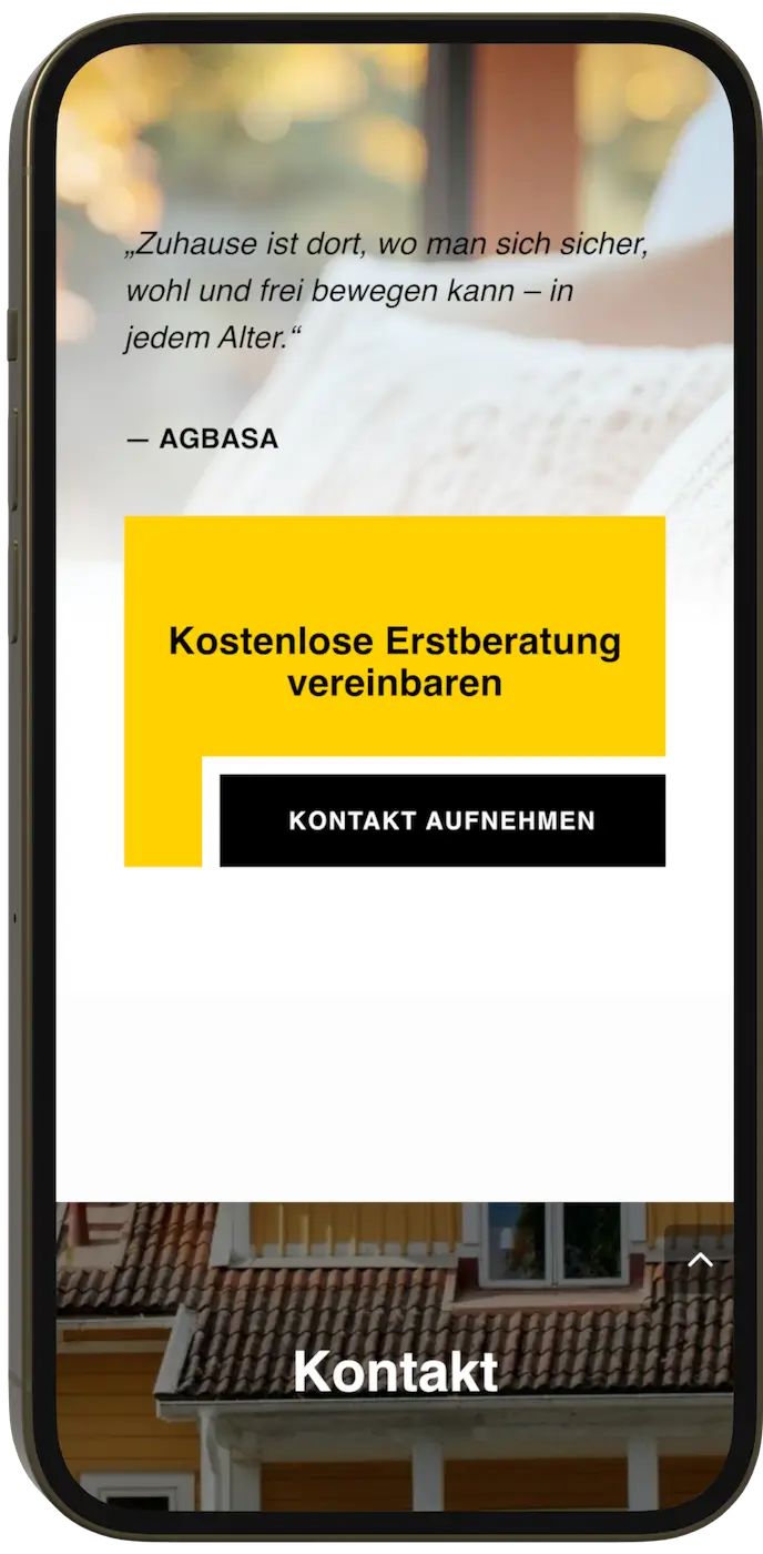 Call-to-Action Bereich der AGBASA Website