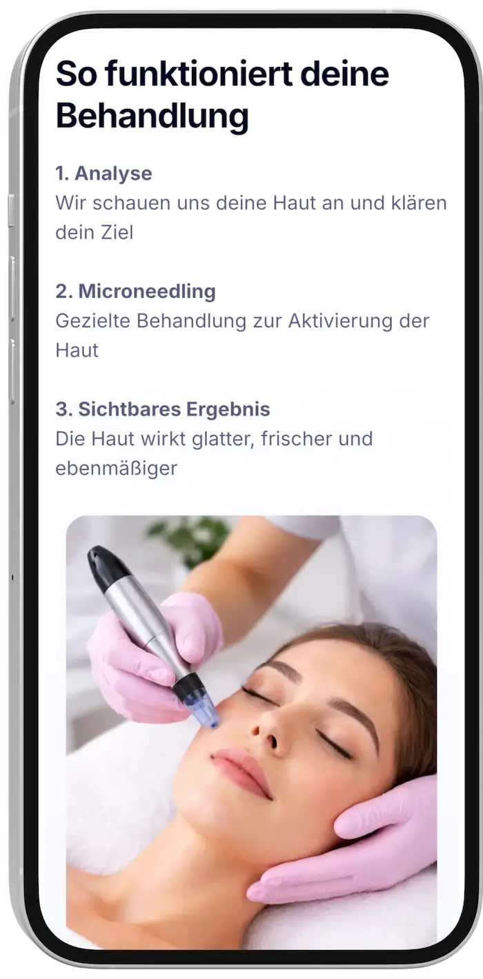 Beauty Funnel auf dem Smartphone mit drei klaren Schritten von Analyse bis Ergebnis