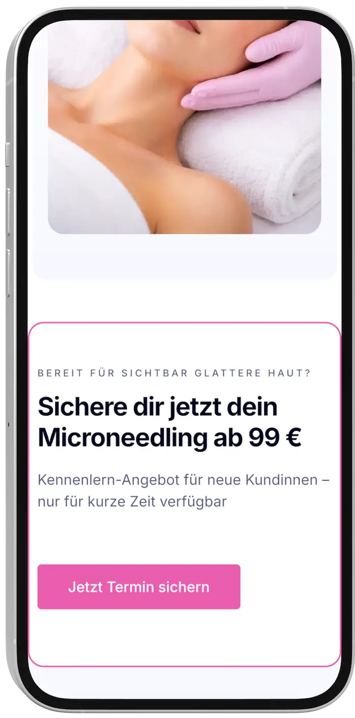 Mobile Call-to-Action des Beauty Funnels für Terminbuchungen
