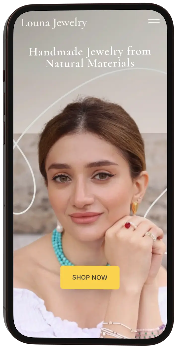 Startseite von Louna Jewelry – Online Shop für handgemachten Schmuck