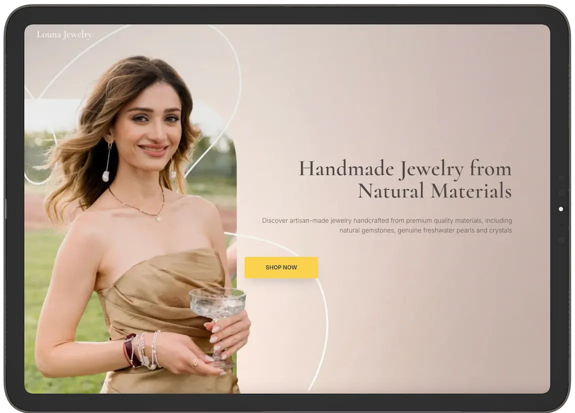 Tablet-Ansicht von Louna Jewelry – eleganter Online Shop