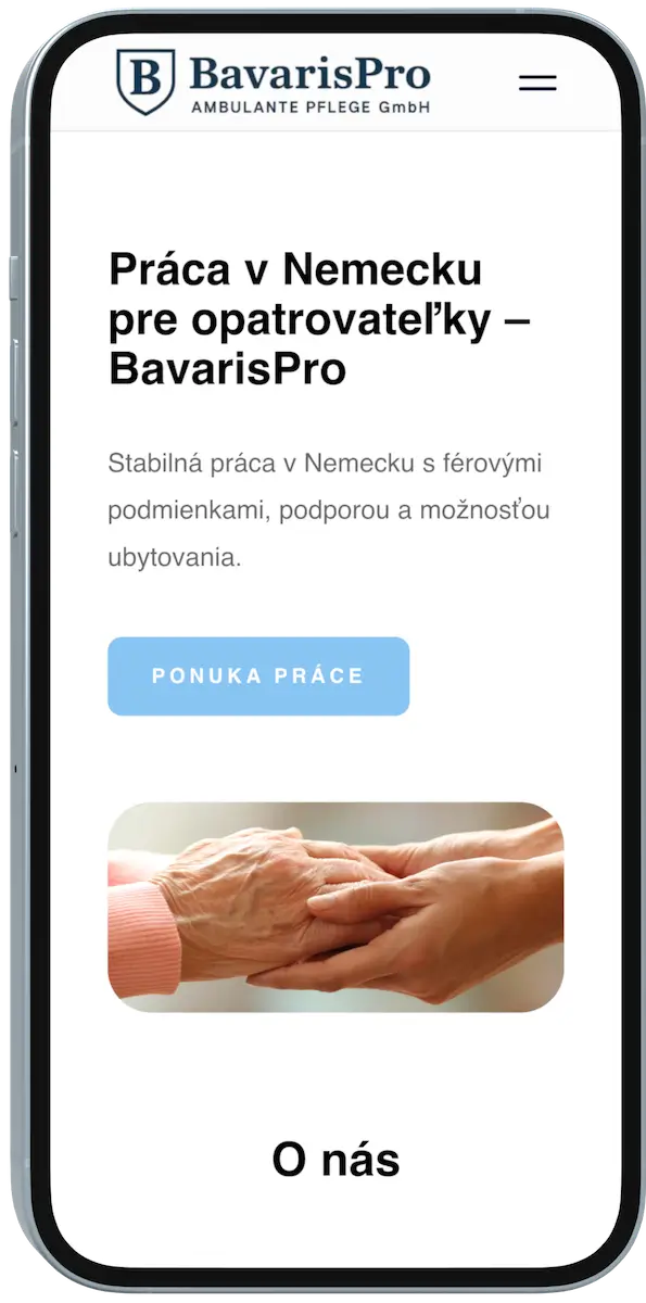 Slowakische Recruiting Landingpage für Pflegekräfte
