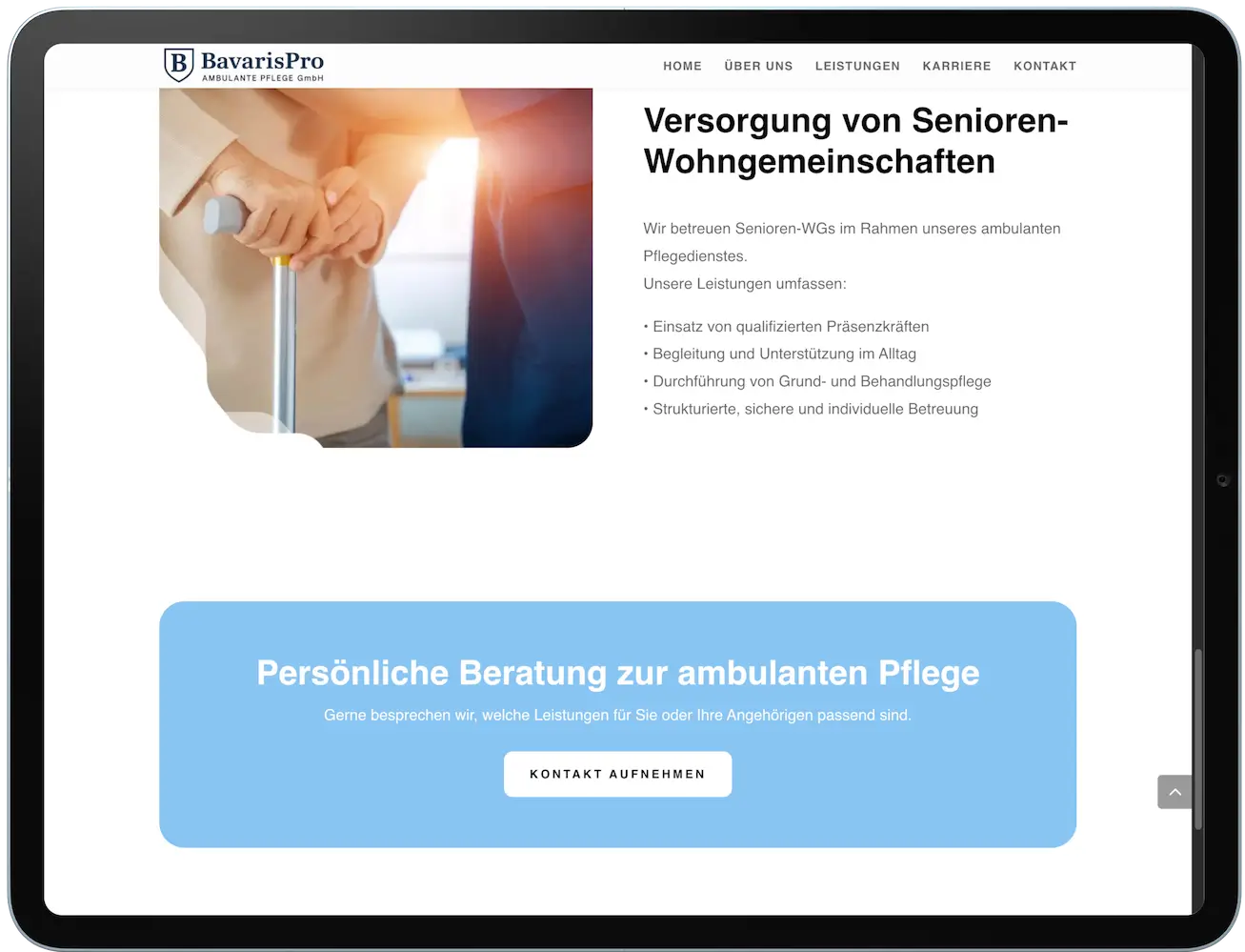 Hero Bereich der WordPress Website für ein Zaunbau-Unternehmen