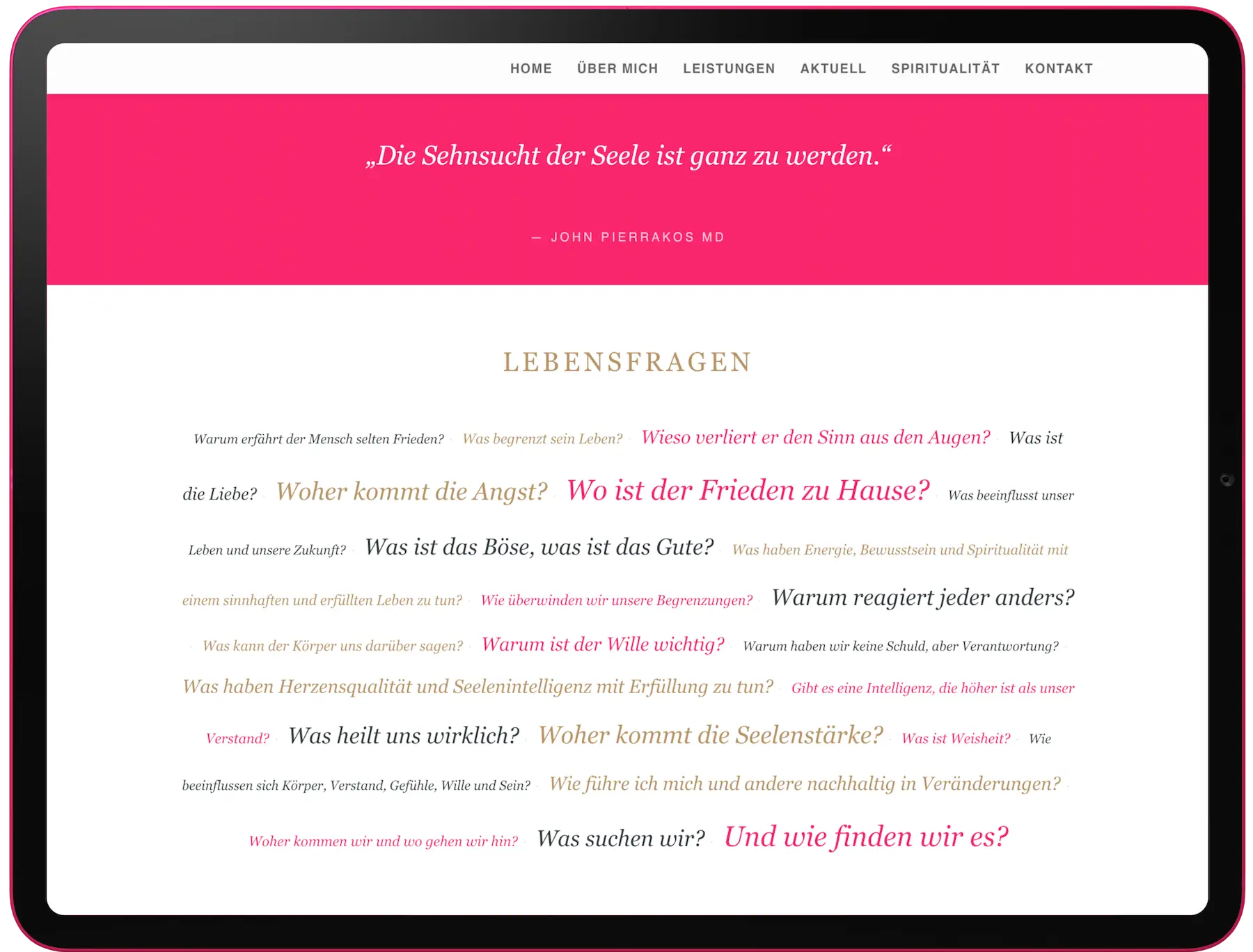 Lebensfragen Content Desktop Ansicht