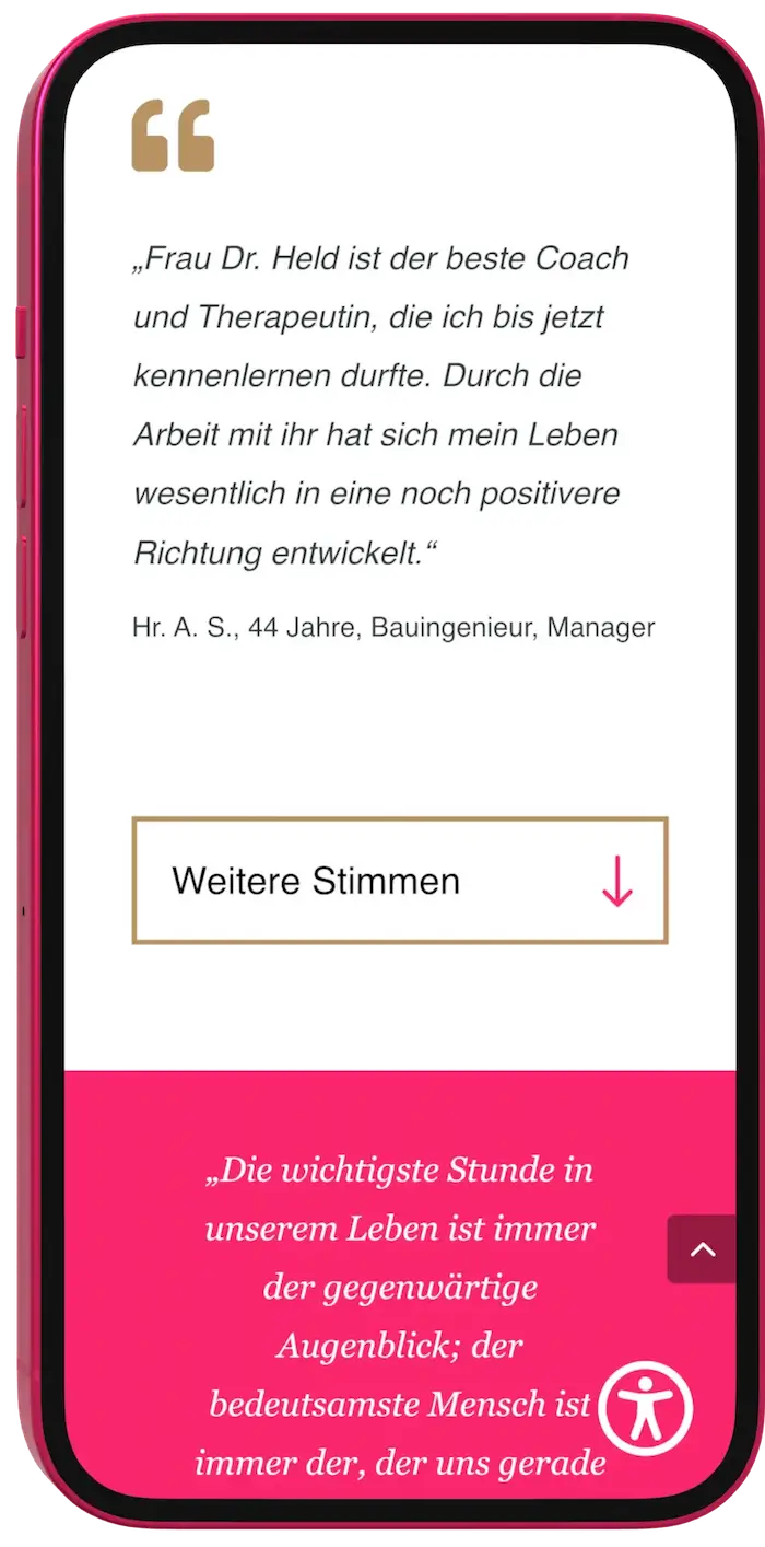 Mobile Ansicht der Website