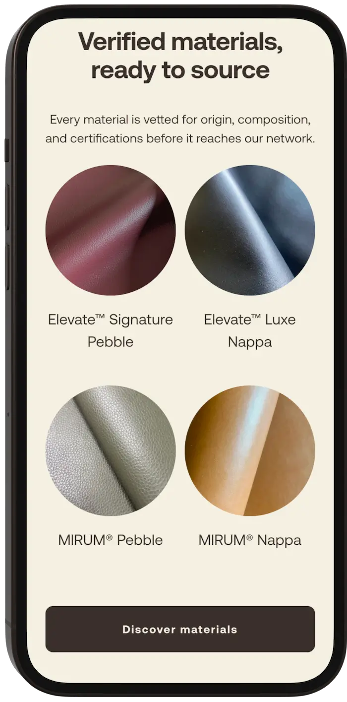 Materialkatalog der Substanz Website auf dem Smartphone