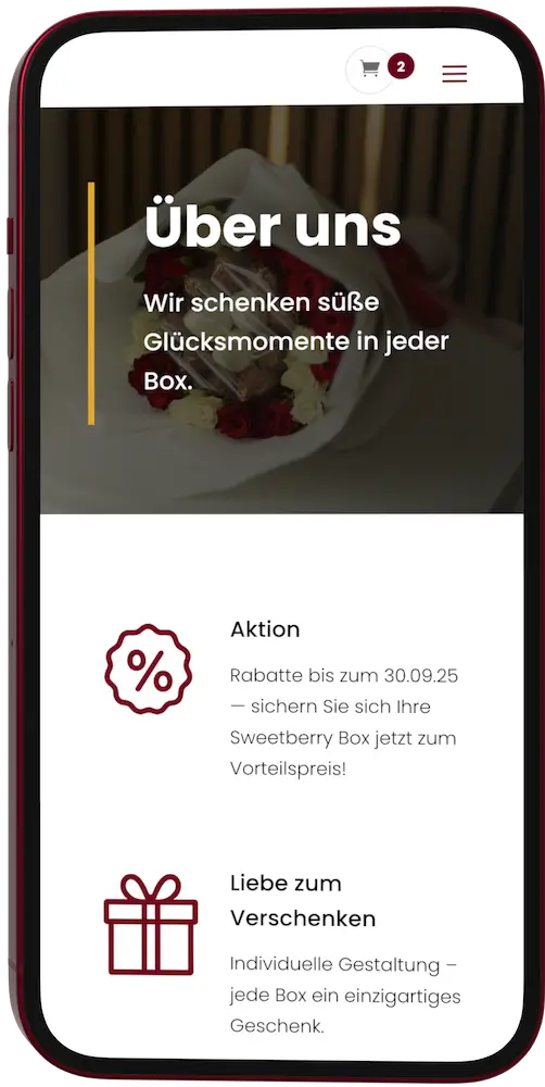 Mobile Ansicht der Über-uns-Seite von Sweet Berry Box