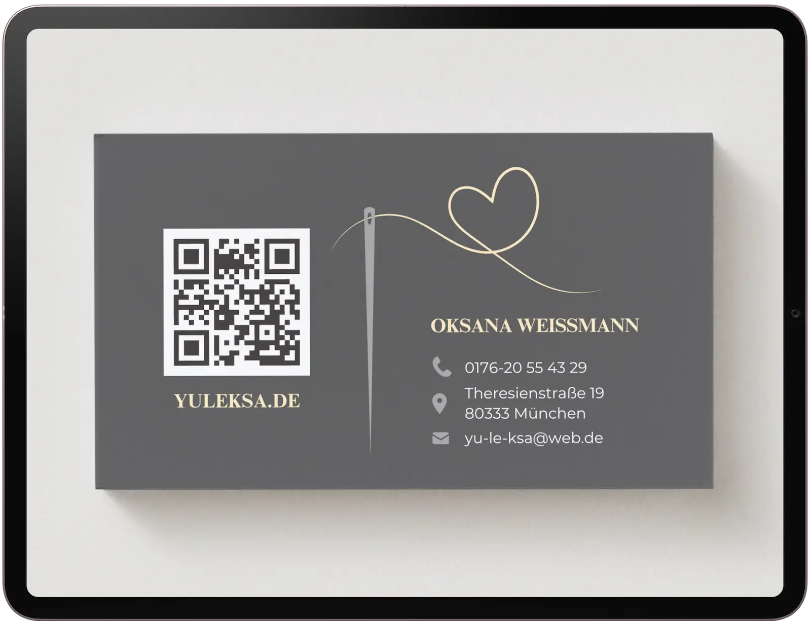 Visitenkarten-Design für YULEKSA in München – QR-Code & Branding von maxWapp